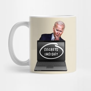 Thinking Biden, Laptop, "SECRETS INSIDE?" On Screen Mug